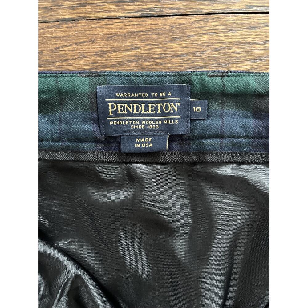 Pendleton Plaid Tartan Navy Green 100% Wool Button Down Skirt sz10 Vintage 29685 - Picture 5 of 8